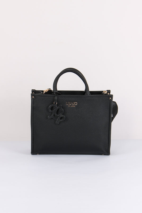 Shopping Tinta Unita Logo Nero