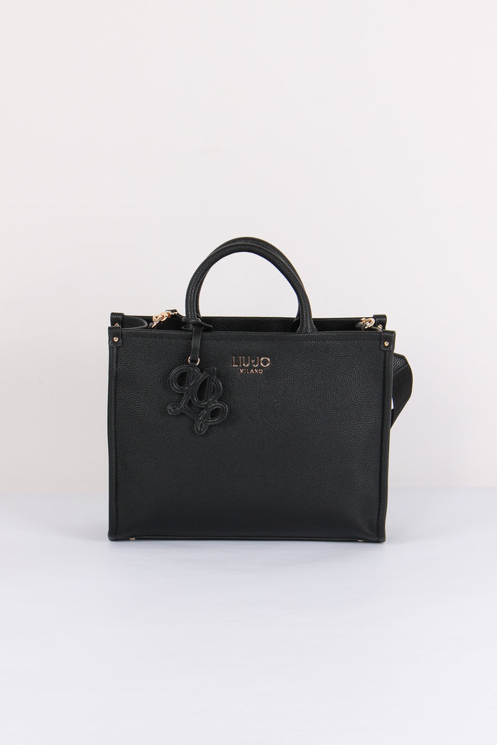 Shopping Tinta Unita Logo Nero