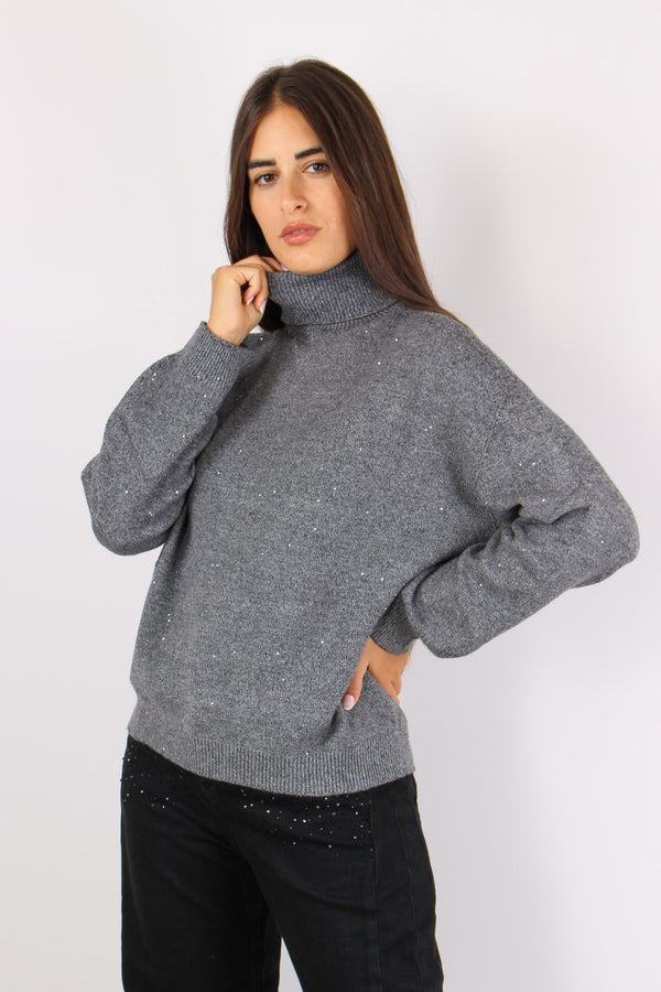 Collo Alto Inserto Lurex Gray Met-2