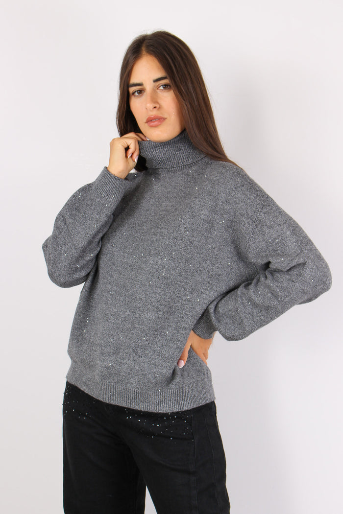 Collo Alto Inserto Lurex Gray Met-2