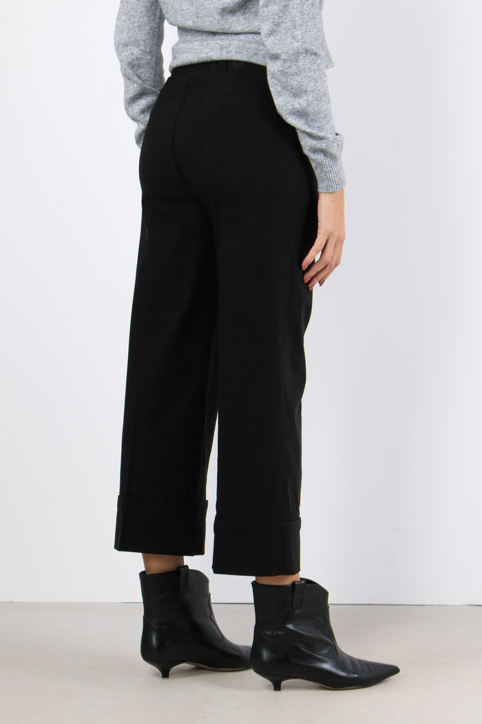 Pantalone Bengalina Cropped Nero-5
