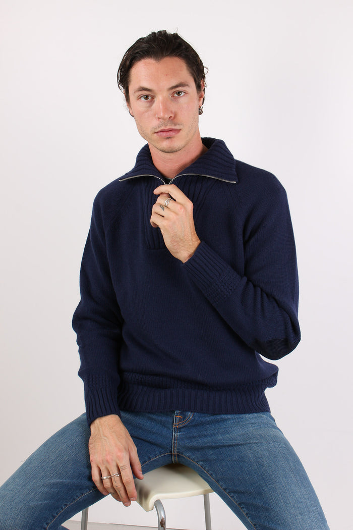 Mezza Zip Tasca Velluto Blu-4