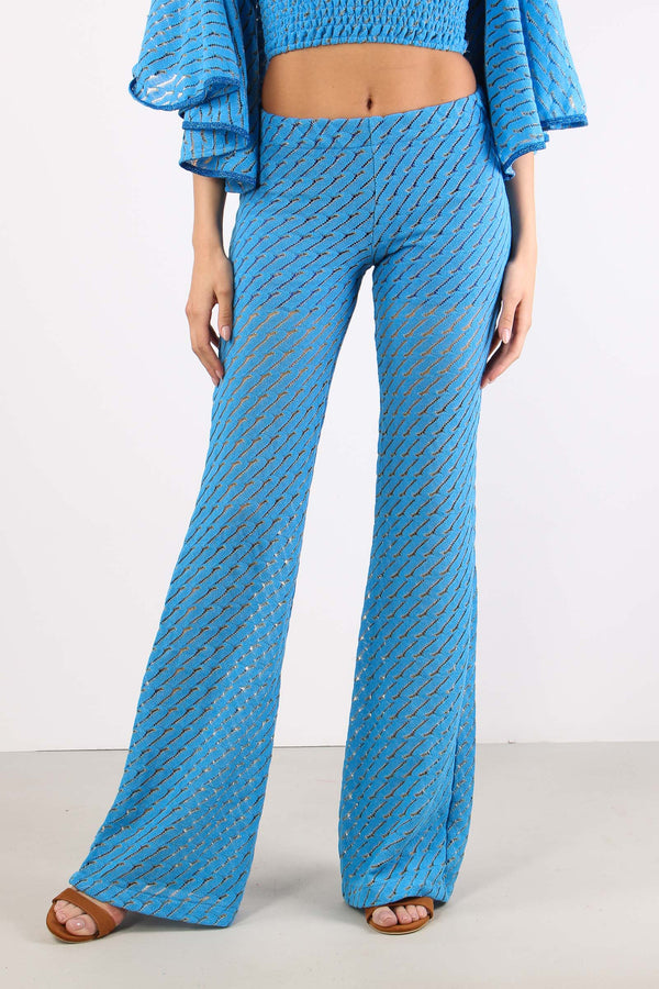 Pantalone Svasato Jacquard Bluette-2