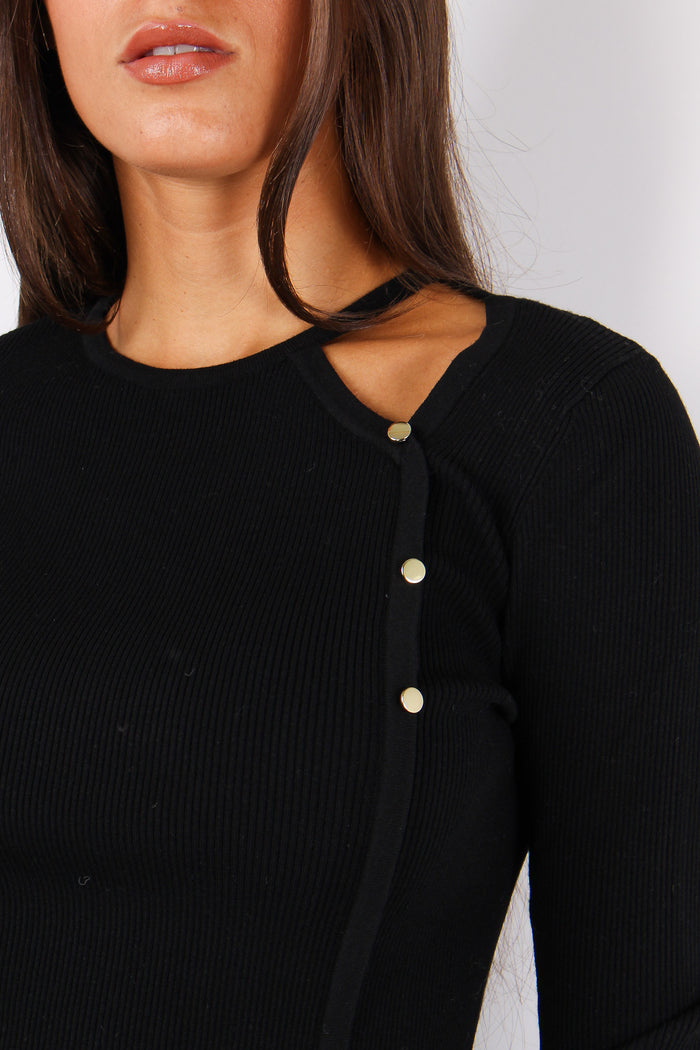 Bredele Maglia Costina Bottoni Nero-7