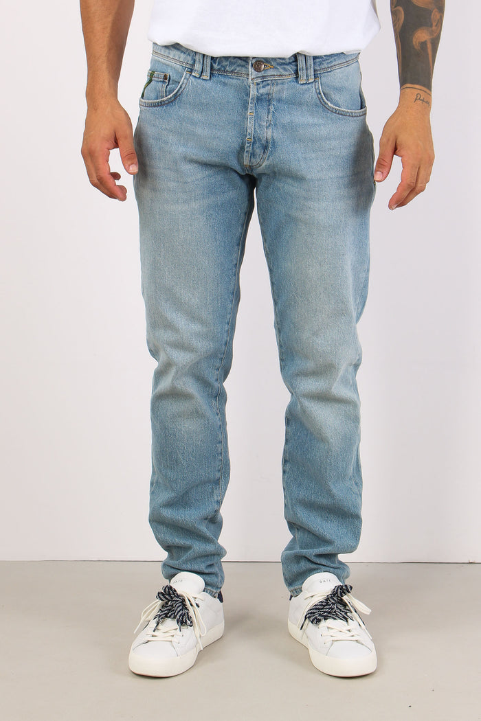 Denim Tapered Fondo Stretto Denim Chiaro-2