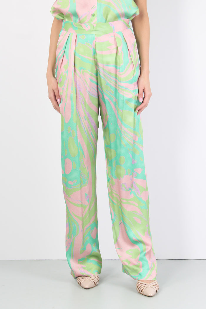 Penati Pantalone Fluido Stam Verde/rosa-3