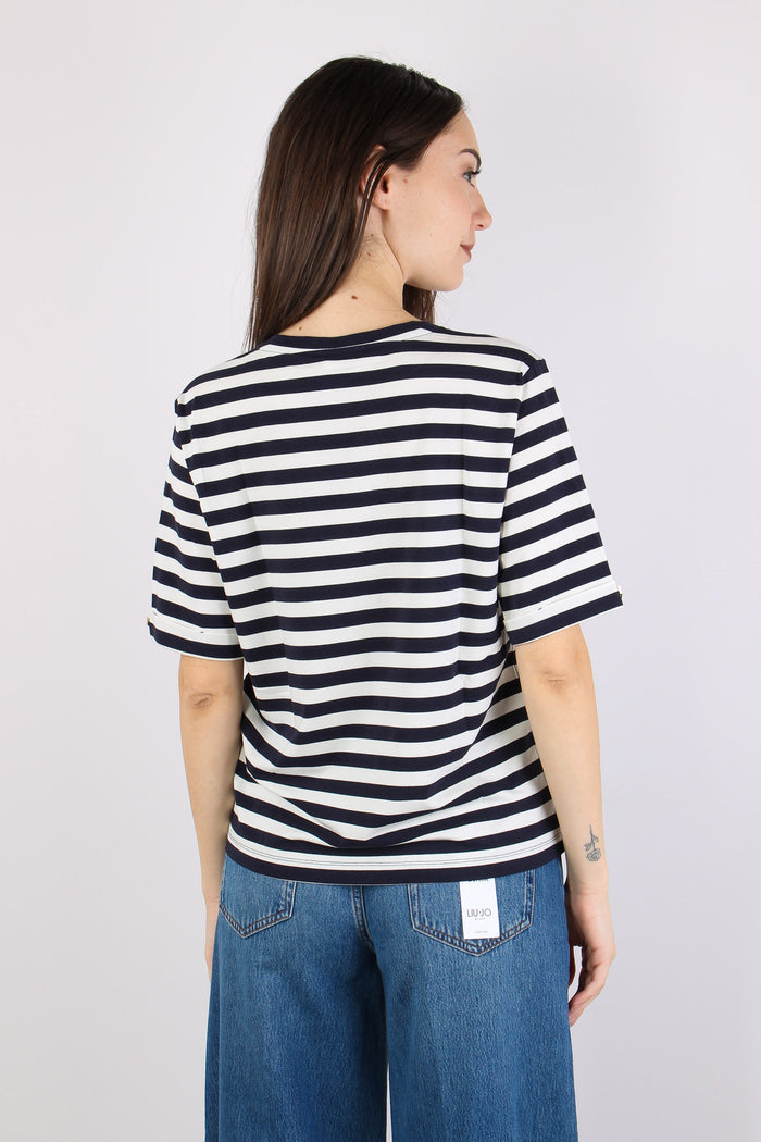 T-shirt Riga Scollo V White/blue-5