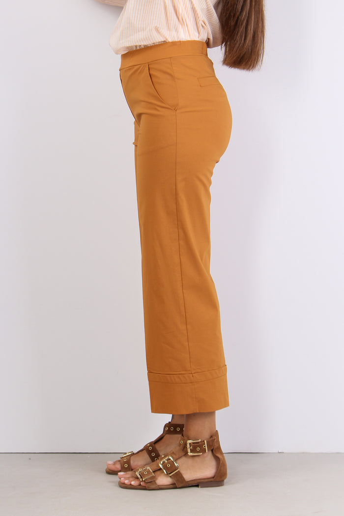Pantalone Cropped Risvolto Coccio-3