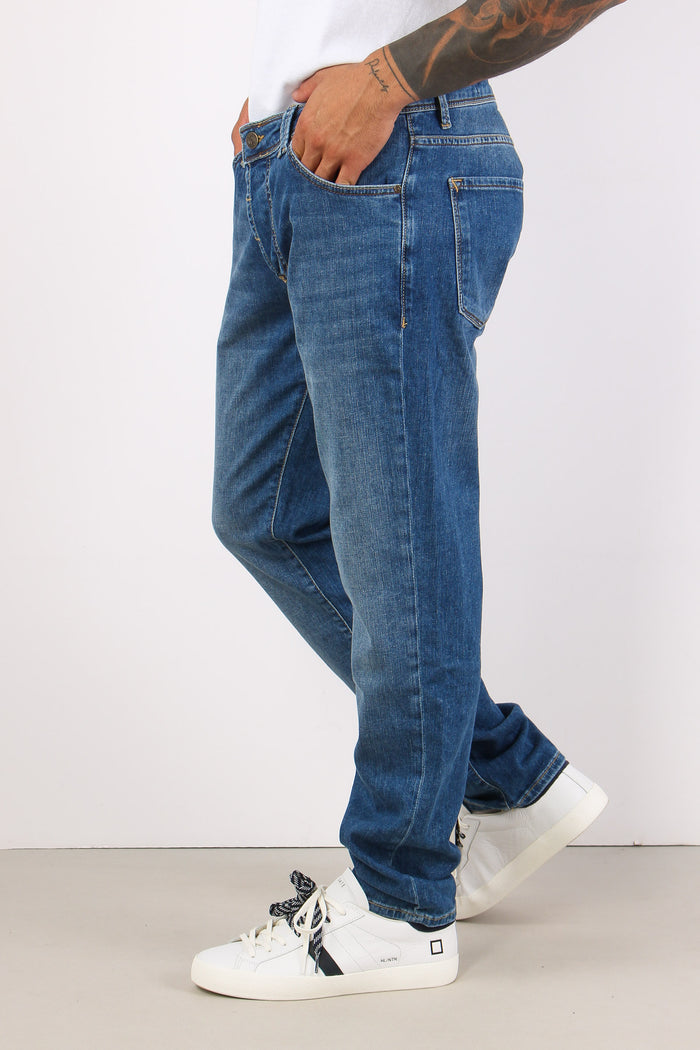 Denim Tapered Fondo Stretto Denim Medio-5