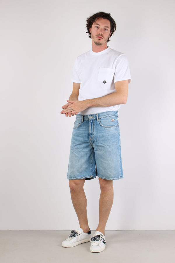 Bermuda Denim Tela Ferma Denim Chiaro