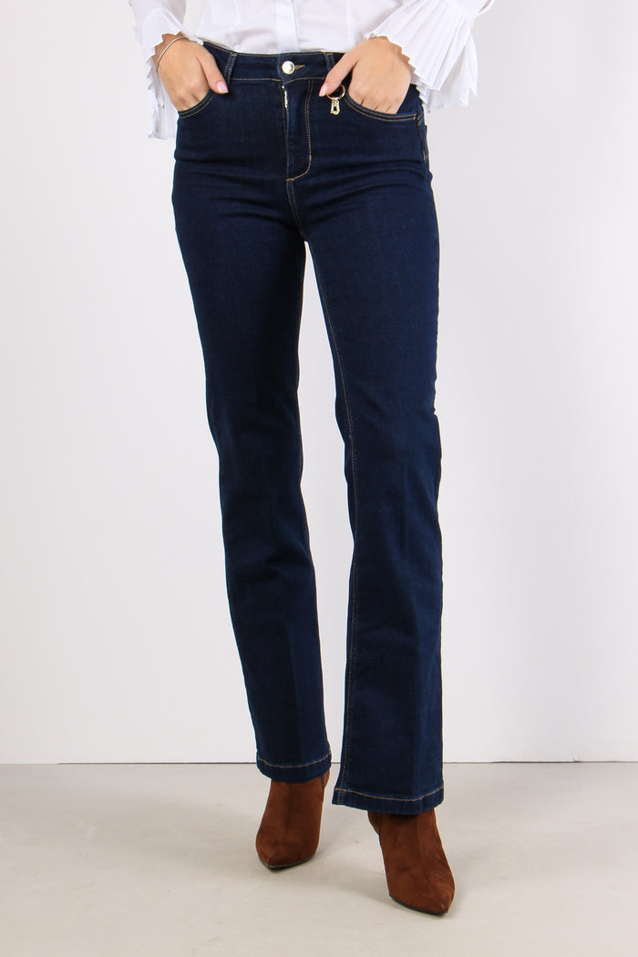 Pantalone Mid Flare Pulito Denim Scuro-2