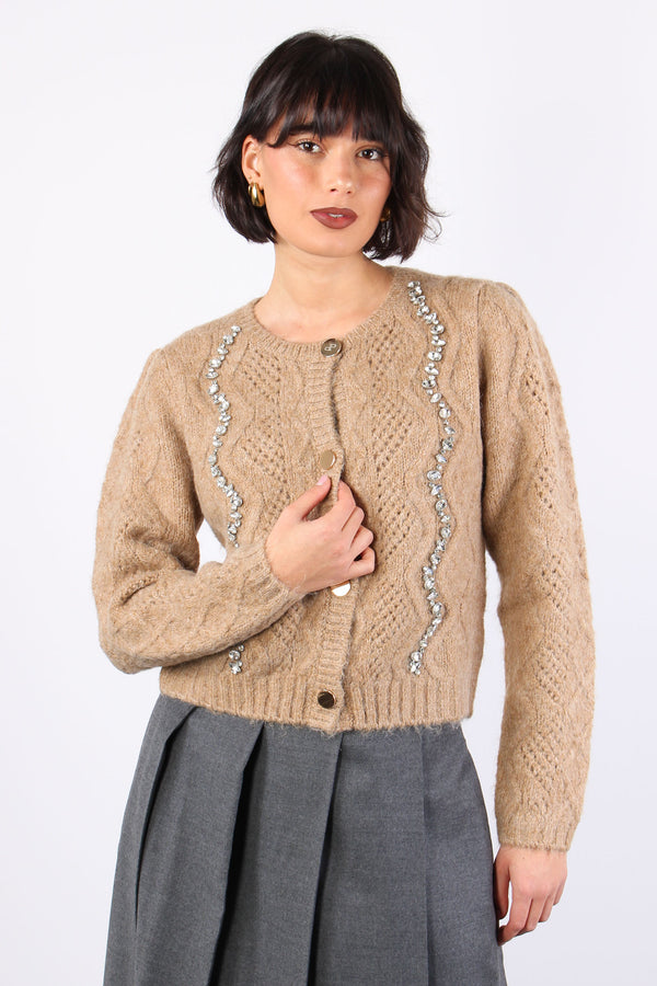 Cardigan Corto Pietre Cammello