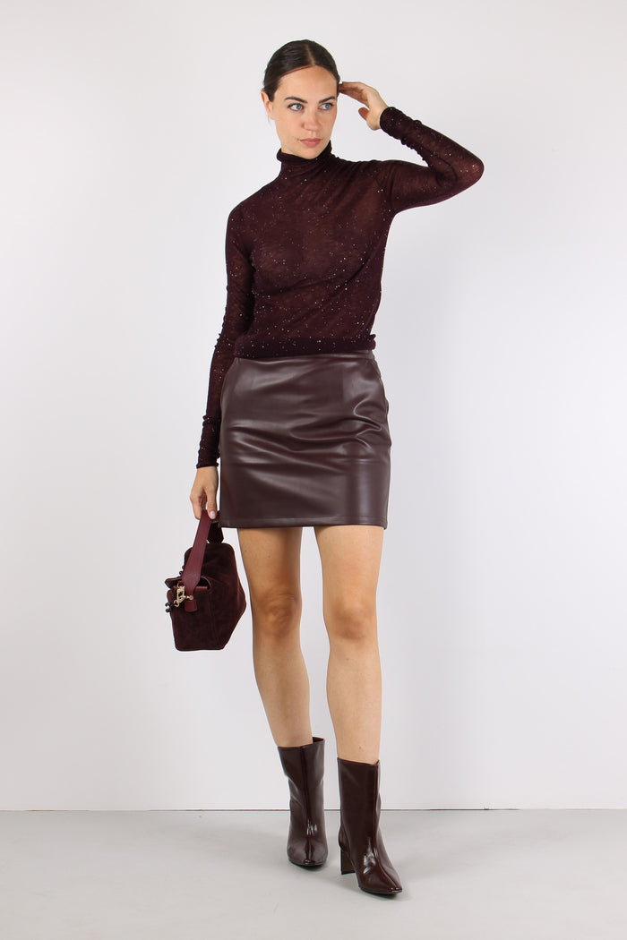 Minigonna Ecopelle Bordeaux