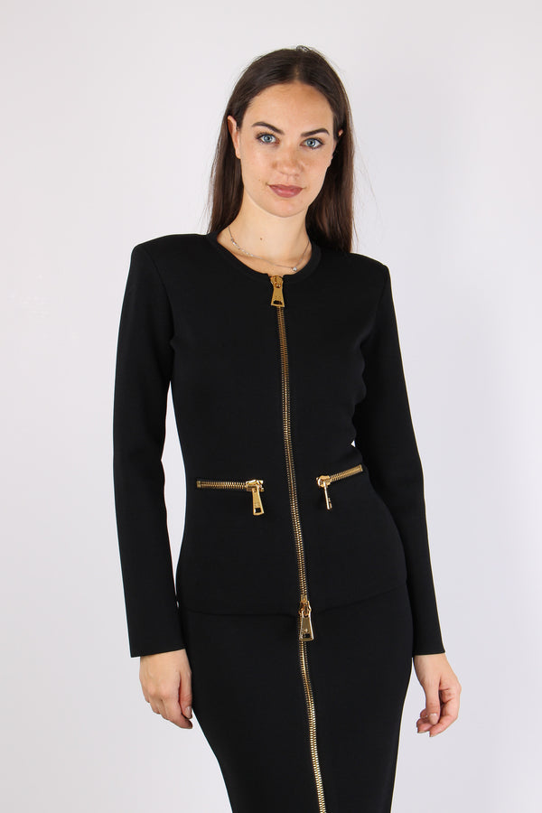 Maglia Tricot Multi Zip Nero-2