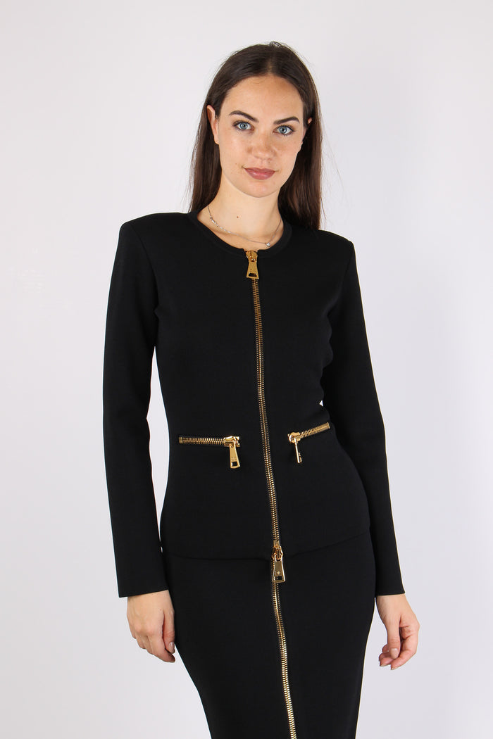Maglia Tricot Multi Zip Nero-2