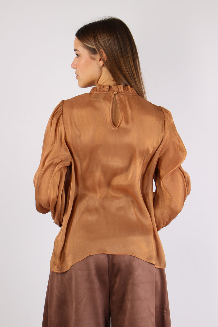 Camicia Fiocco Effetto Sfumato Miele-5