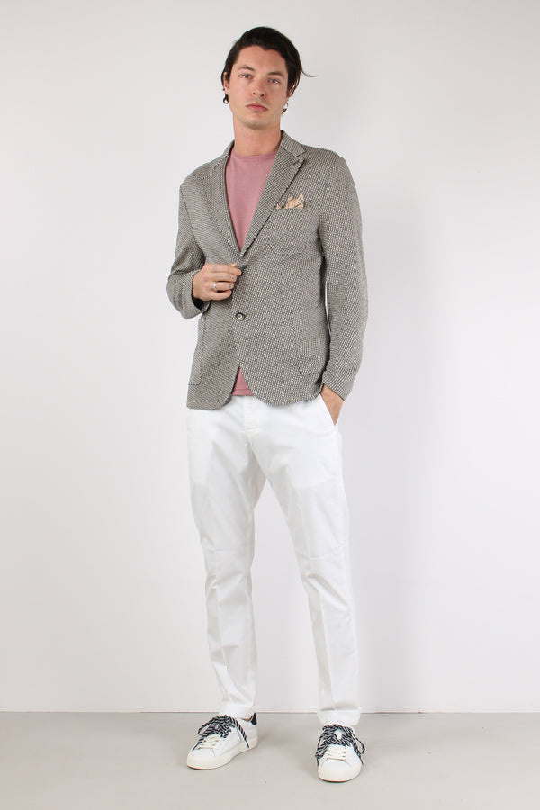 Giacca Jacquard Occhio Pernice Natural/blu