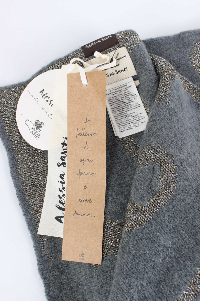 Sciarpa Fiori Grigio Scuro-3