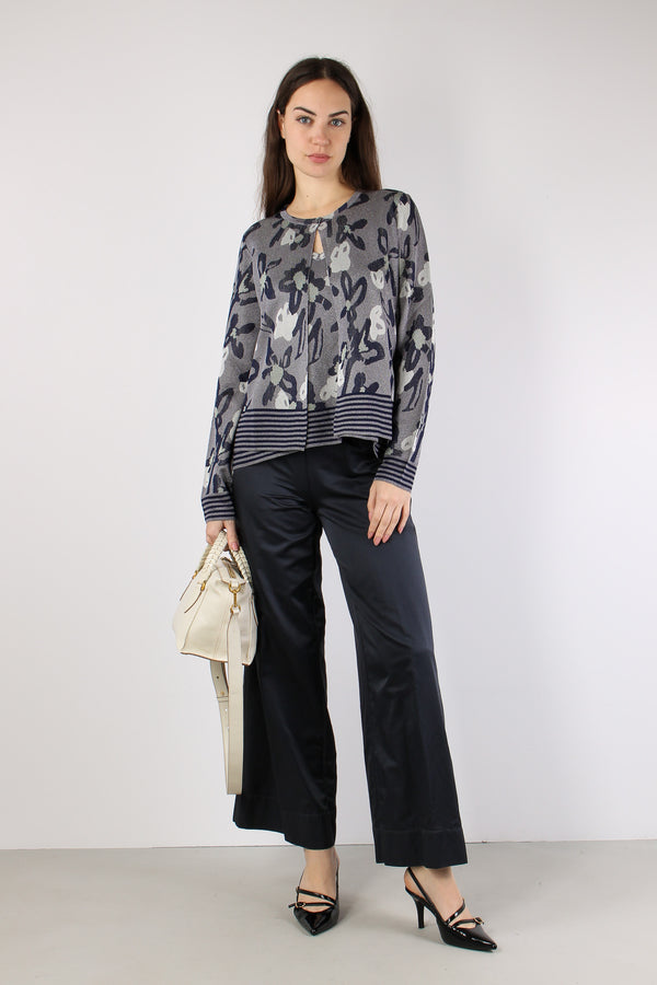 Cardigan  Jacquard Lurex Blu/salina