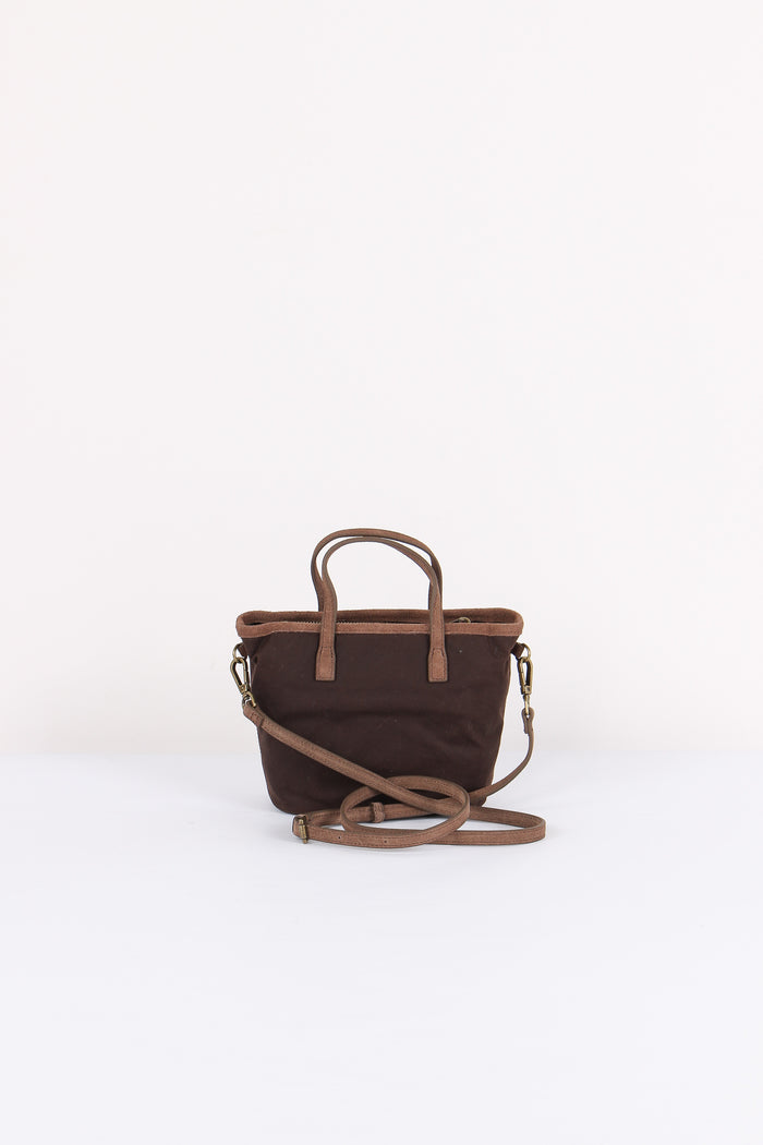 Borsa City Mini Ricamo Logo Brown-3