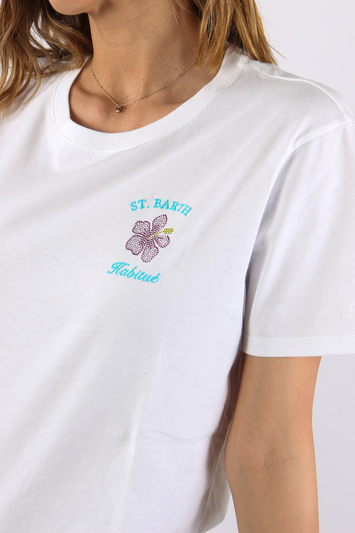T-shirt Scritta Ricamo Strass Habitue-7