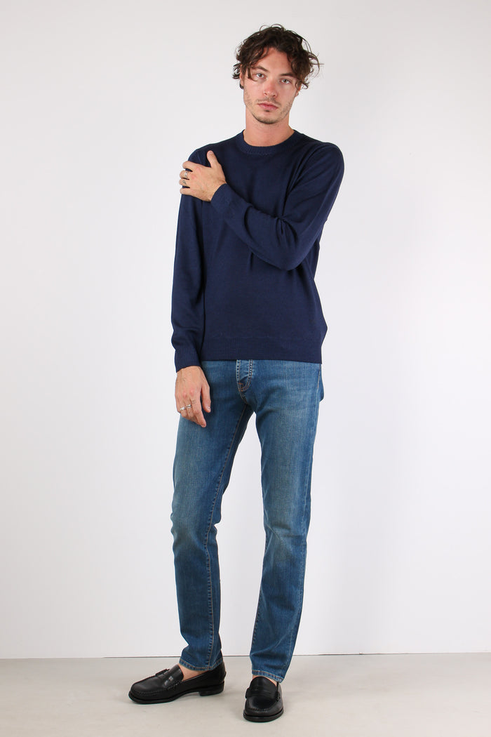 Maglia Lana Effetto Lavato Blu-6