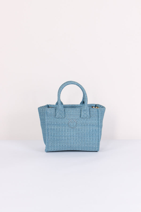 Mini Shopping Beach Rafia Light Blue