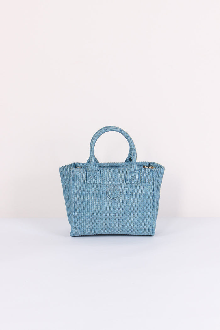 Mini Shopping Beach Rafia Light Blue