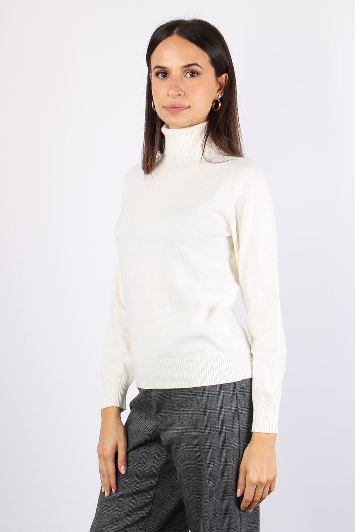 Maglia Collo Alto Misto Cashme Latte-5