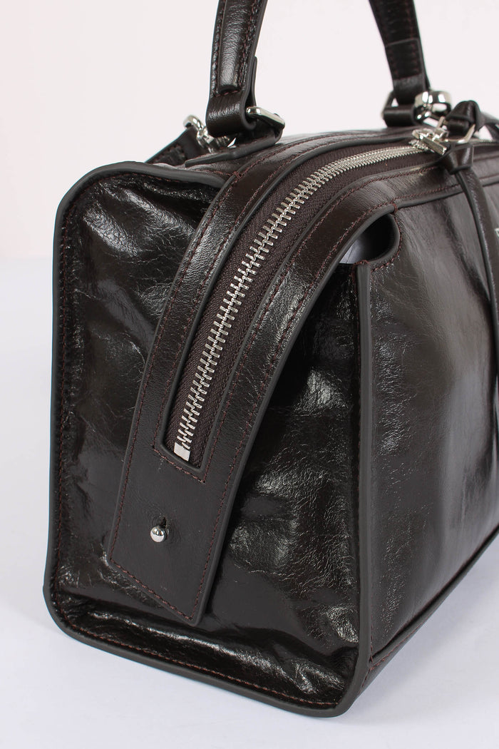 Trapezio Effetto Crinkle Dark Brown-5