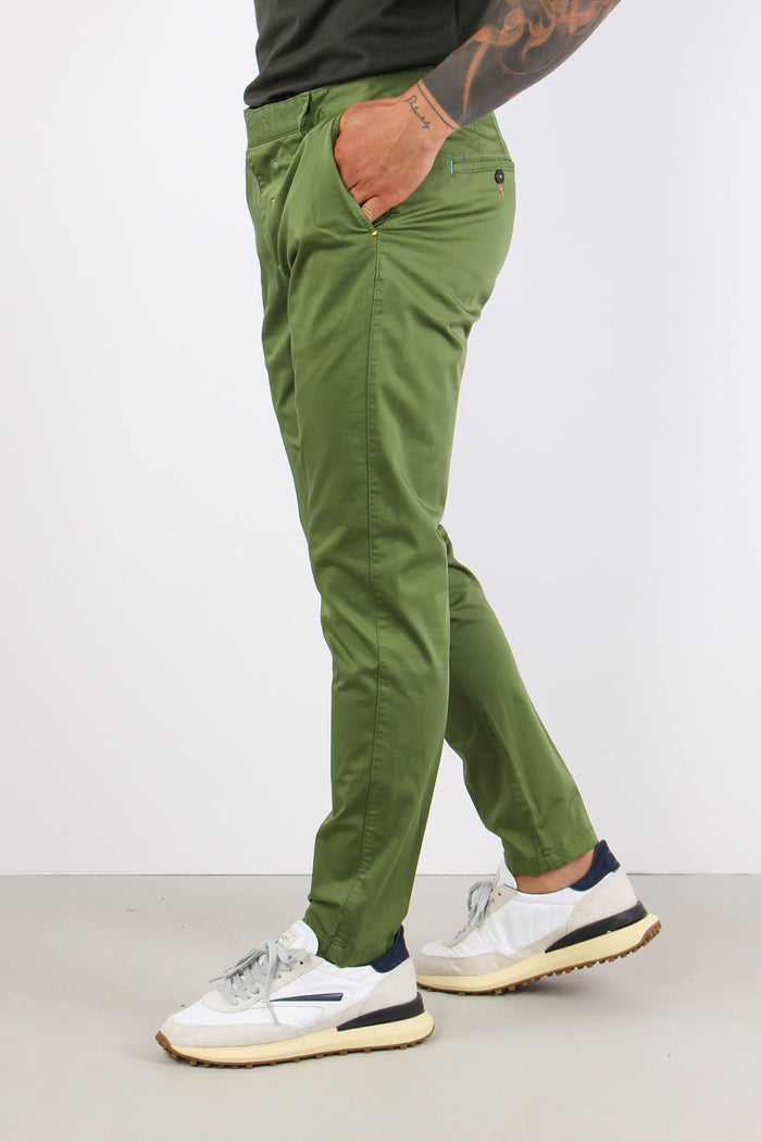 Pantalone Chino Rasatello Verde Scuro-6