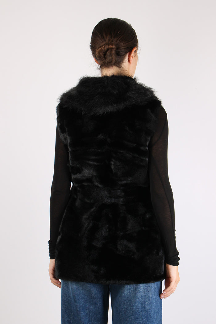 Princess Gilet Ecopelliccia Cinturato Nero-6