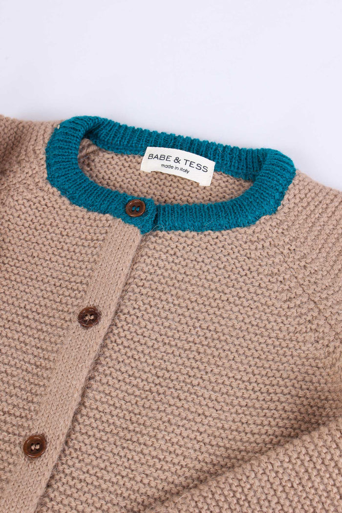 Giubbotto Misto Lana Miele/turchese-3