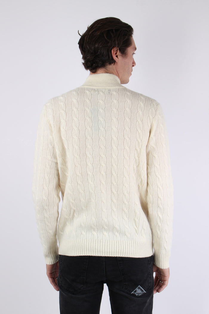 Felpa Mezza Zip Tecnica Cream-5