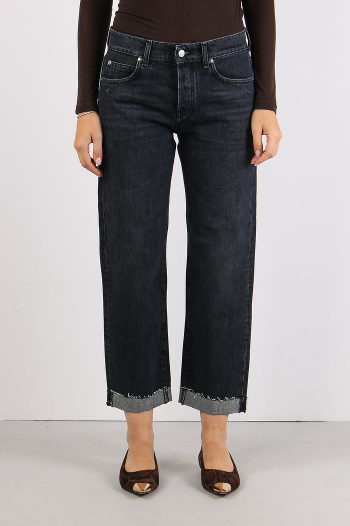 Denim Boyfriend Risvolto Denim Black-2