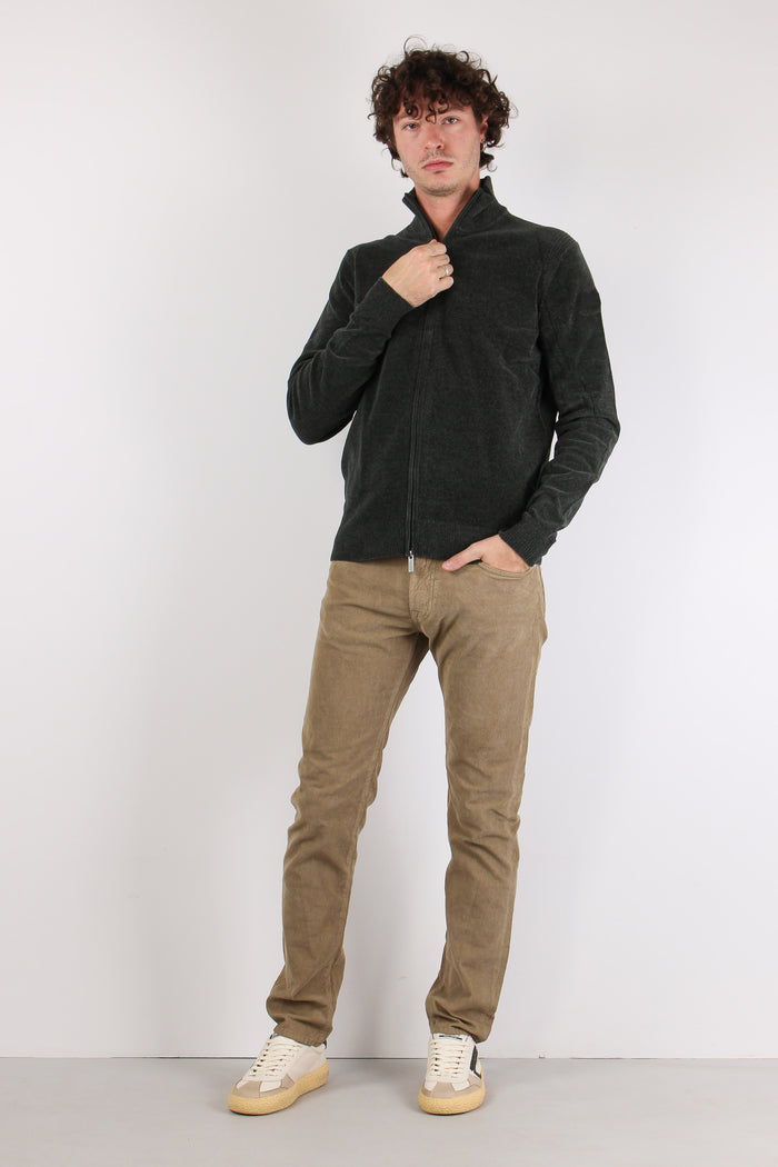 Maglia Zip Velluto Forest Green-3
