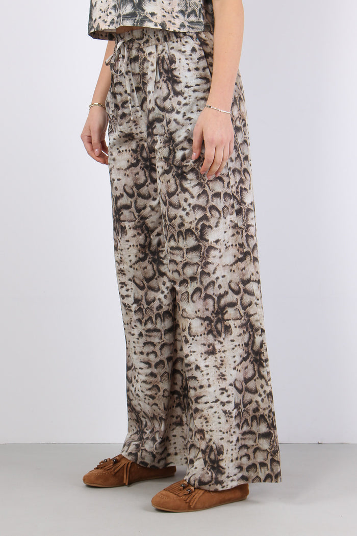Gussola Pantalone Palazzo Snake Beige/nero-5