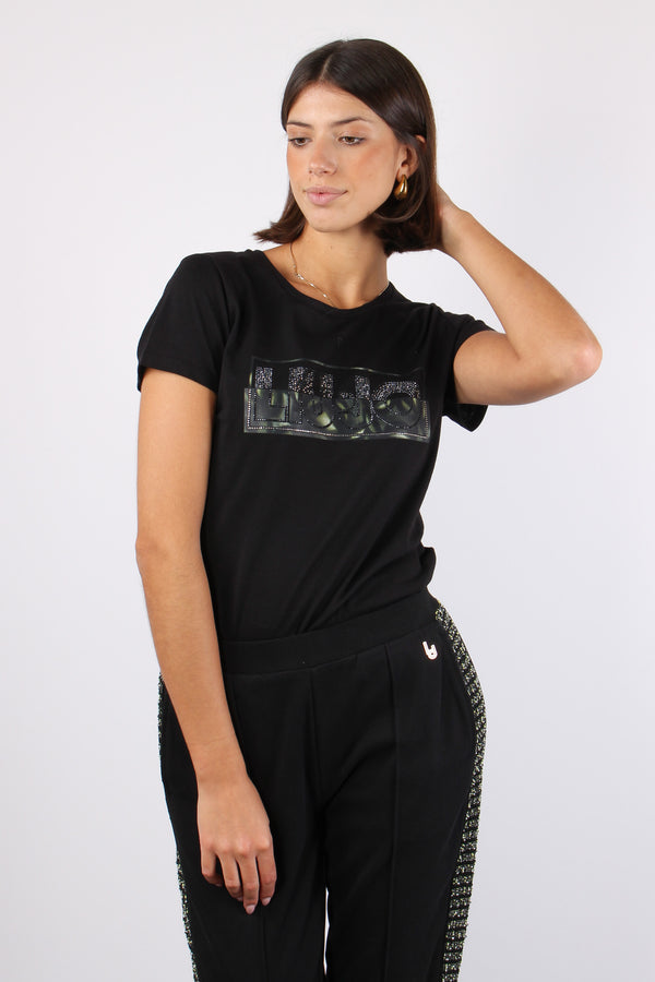 T-shirt Mc Logo Militare Nero/dark Green-2