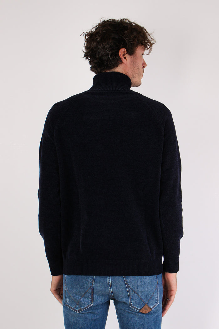 Maglia Collo Alto Ciniglia Blu Navy-4
