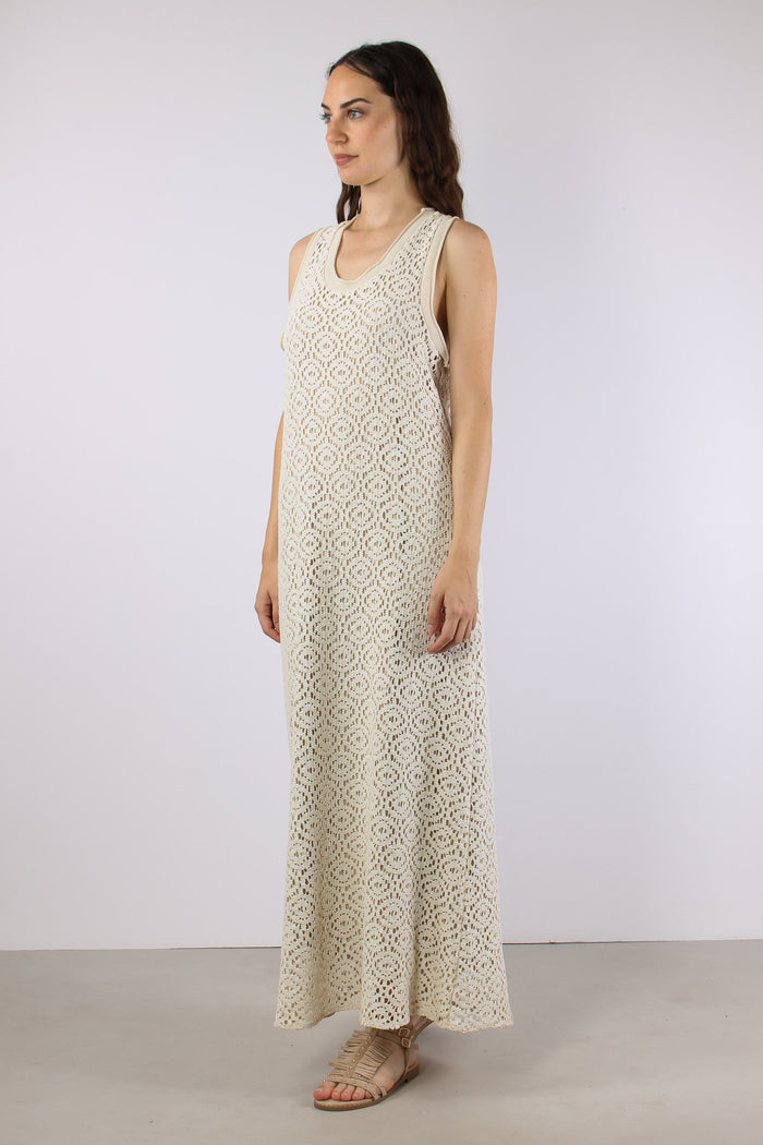 Abito Lungo Macrame Ecru-3