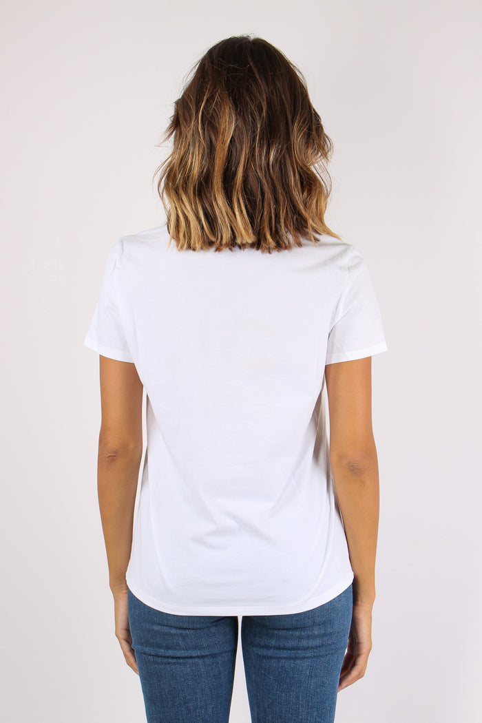 T-shirt Logo Ricamo Gesso-5