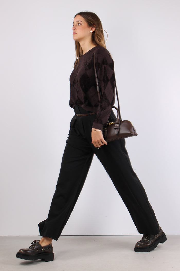 Maglia Rombi Ciniglia Intarsi Moro-5