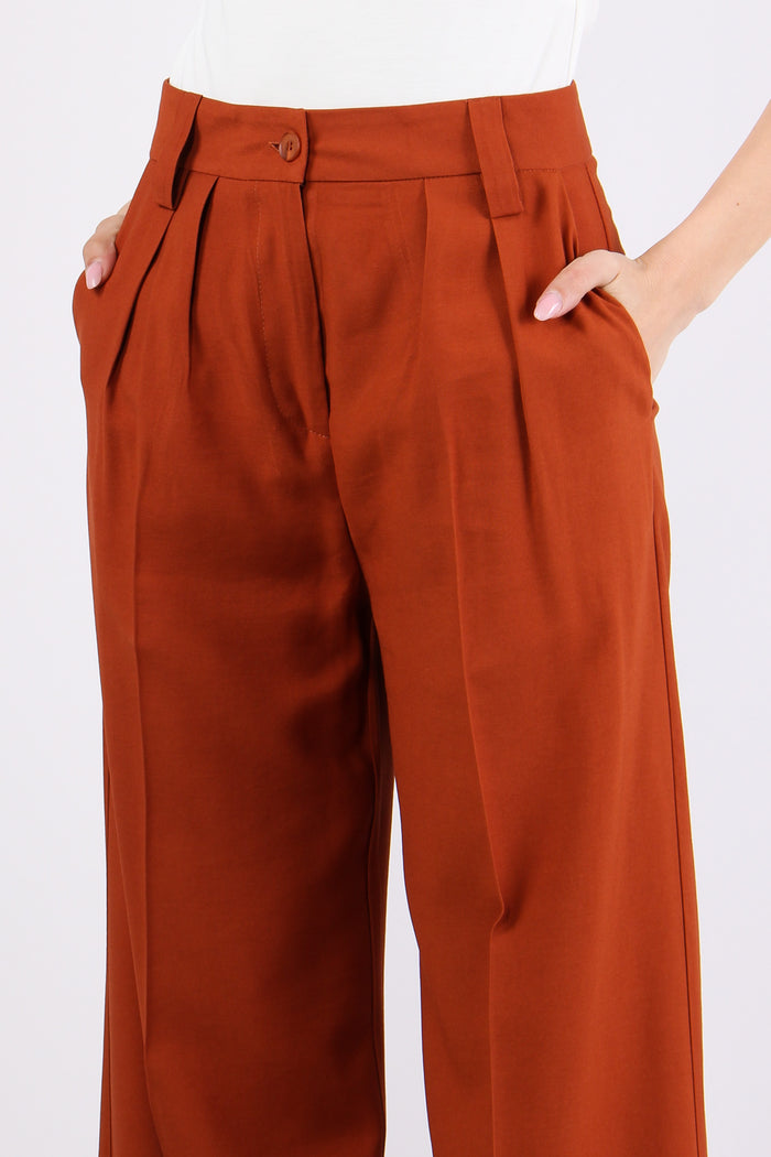 Pantalone Palazzo Misto Viscos Ruggine-8