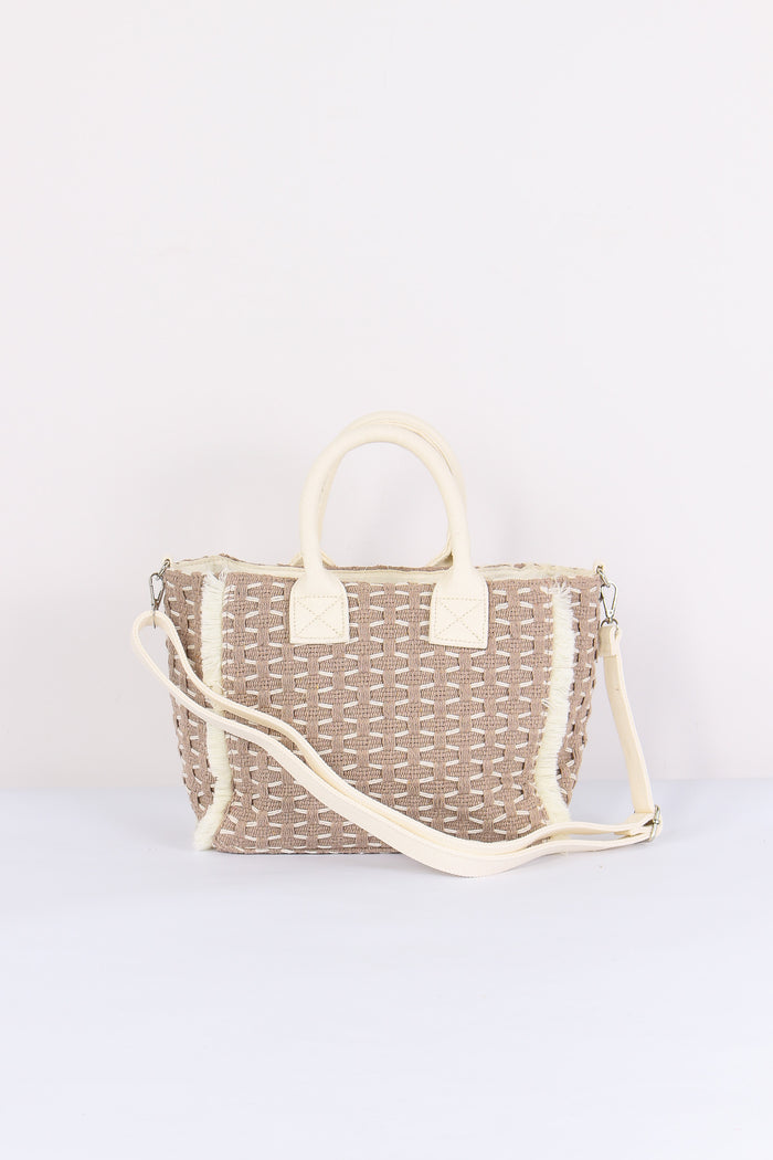 Mini Shopping Intreccio Beige-3