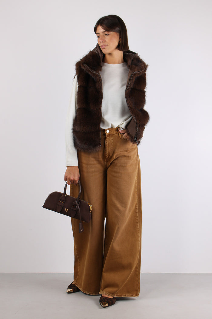 Gile Pelliccia Cappuccio Dark Brown-3