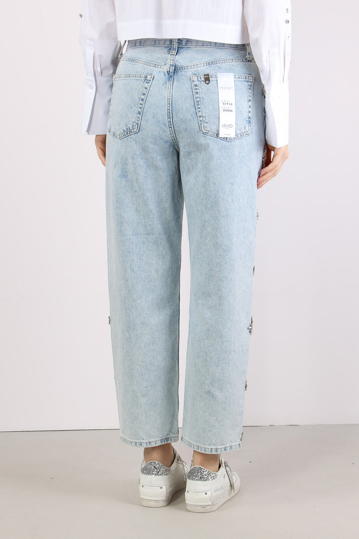 Jeans Castoni Laterali Denim Blu-6