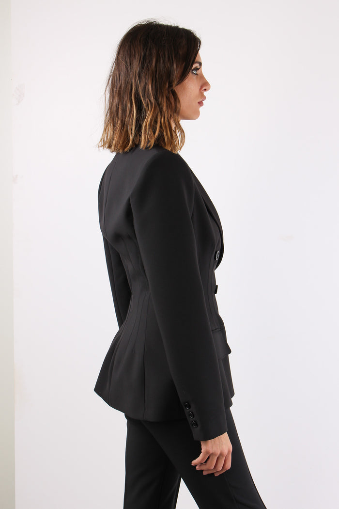 Giacca Doppiopetto Crepe Nero-7
