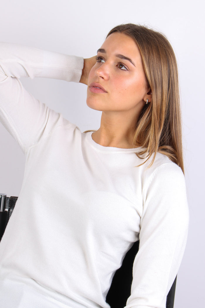 Maglia Girocollo Viscosa Latte-5