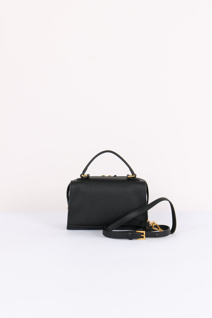 Mini Trapezio Pelle Martellata Black-3