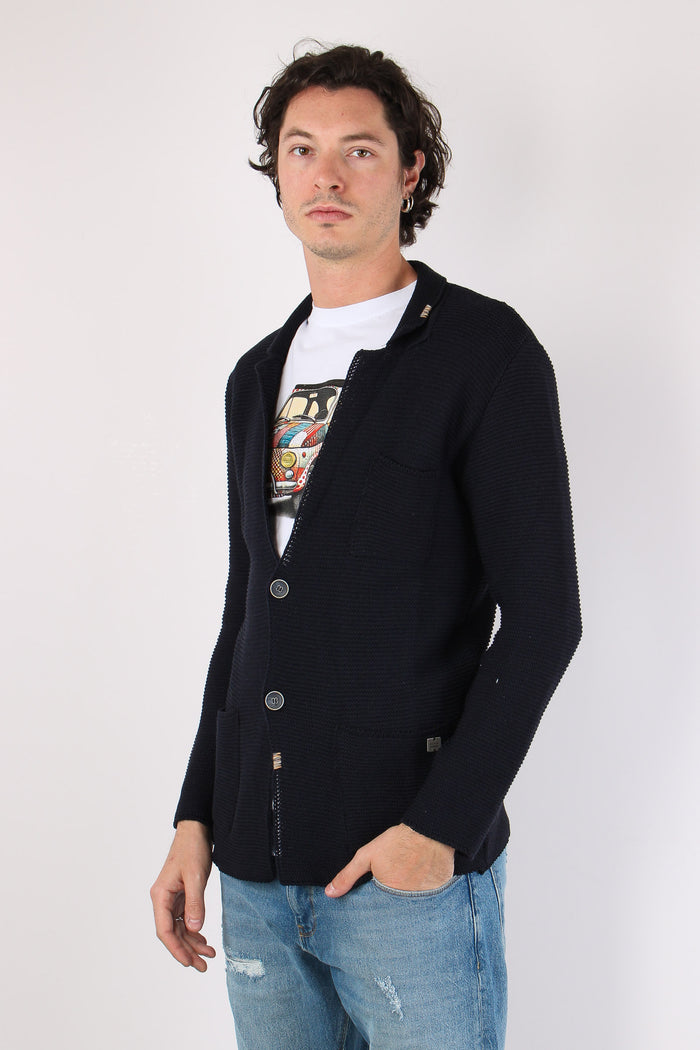 Giacca In Maglia Blu Navy-3